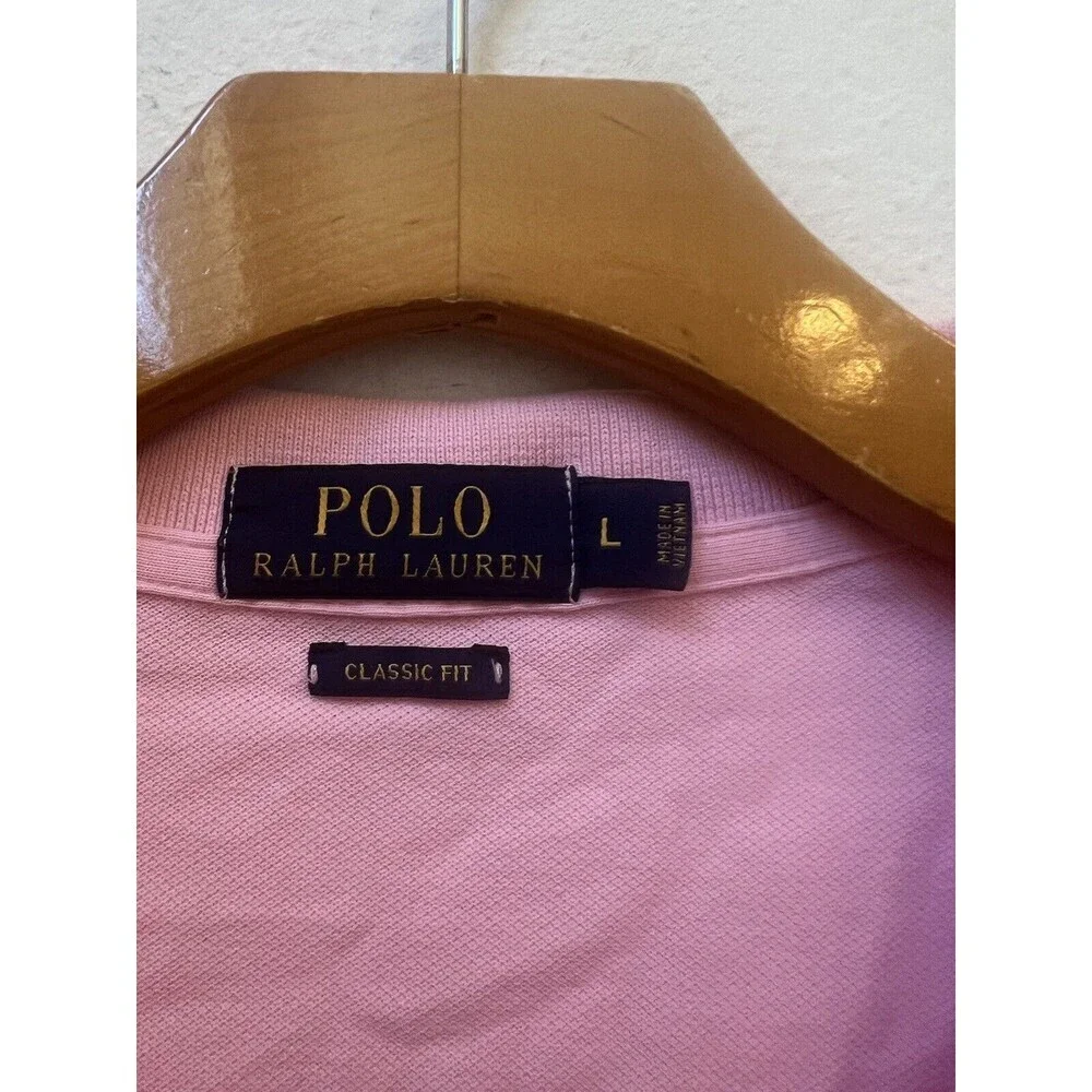 POLO RALPH LAUREN SOLID PINK POLO SHIRT SIZE LARGE (S1)